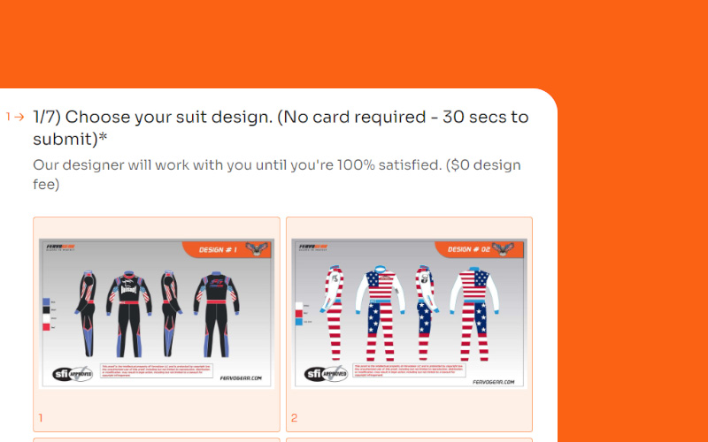 Steps 1 Custom Race Suits | FervoGear