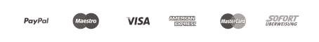 Payment Methods - PayPal, Visa, Amex, MasterCard, Maestro, Sofort